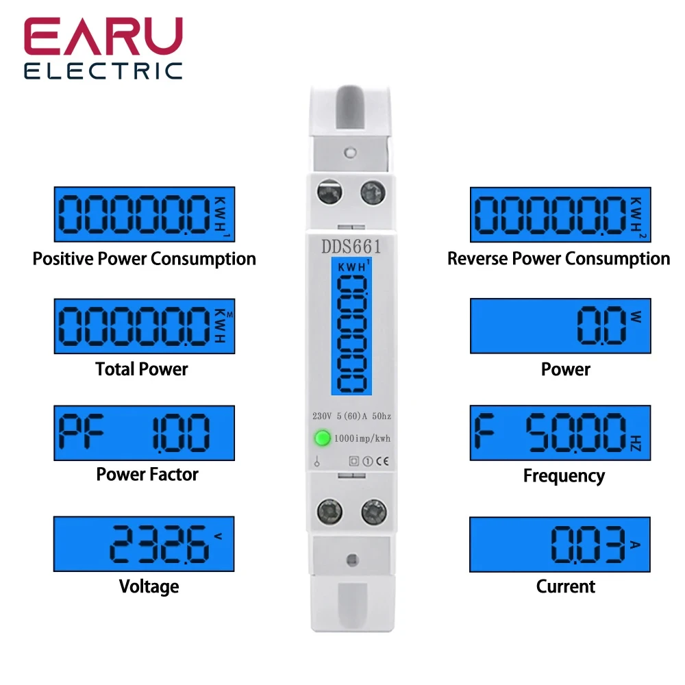 Energy Meter Bidirectional - Wattmetro retroilluminato monofase potenza Display digitale
