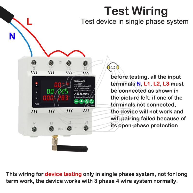 Energy Meter Bidirectional - Contatore di Energia WiFi 3P4W con